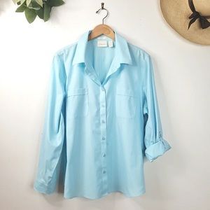 Chicos no iron shirt aqua blue